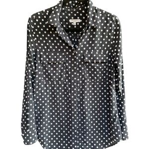 EQUIPMENT Signature Slim Fit Polka Dot Silk Shirt S